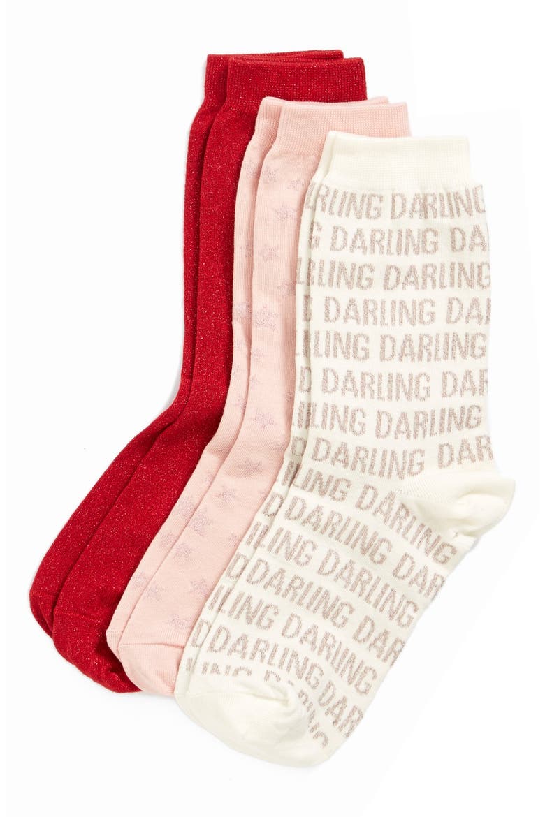 'day' boxed socks, Alternate, color, ASSORTED RED