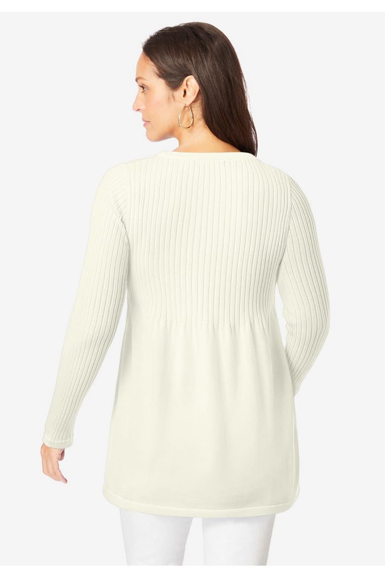 Ribbed Baby Doll Tunic Sweater, Alternate, color, IVORY