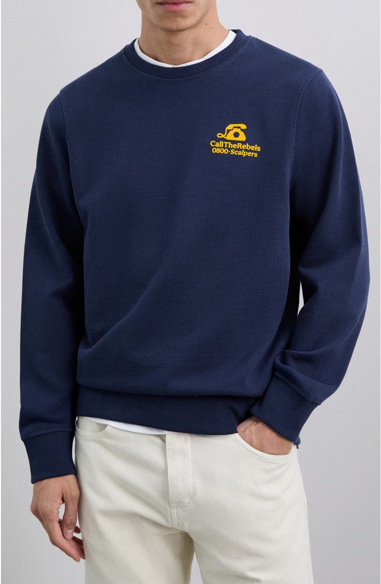 Scalpers Rebels Flock Sweater, Main, color, Darknavy