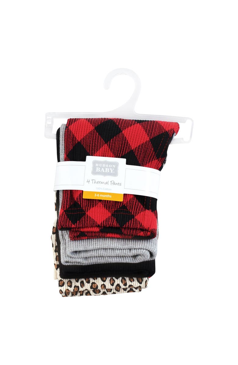Hudson Baby Warm Slim-Fit Ankle Pants 4-Piece Set, Alternate, color, Buffalo Plaid Leopard