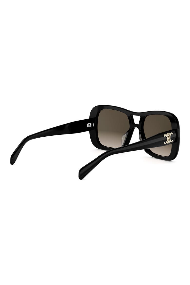 Triomphe 55mm Gradient Pilot Sunglasses, Alternate, color, SHINY BLACK / GRADIENT BROWN