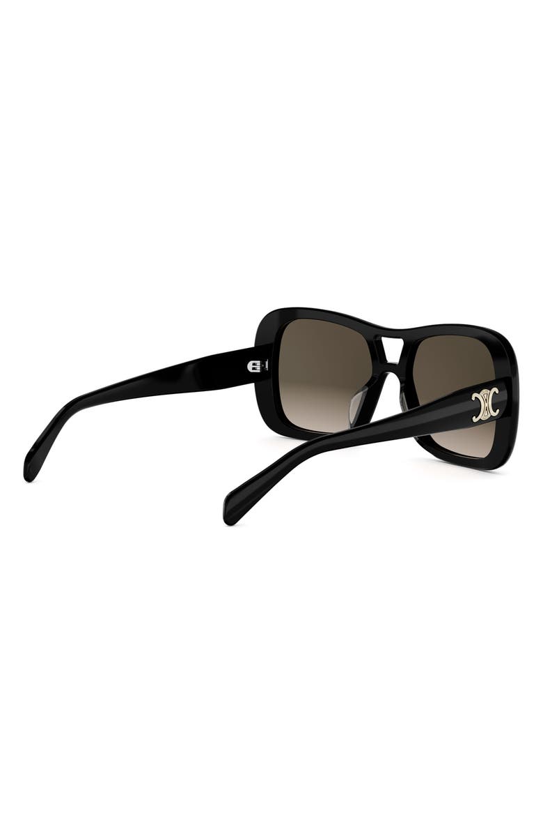CELINE Triomphe 55mm Gradient Pilot Sunglasses, Alternate, color, Shiny Black / Gradient Brown