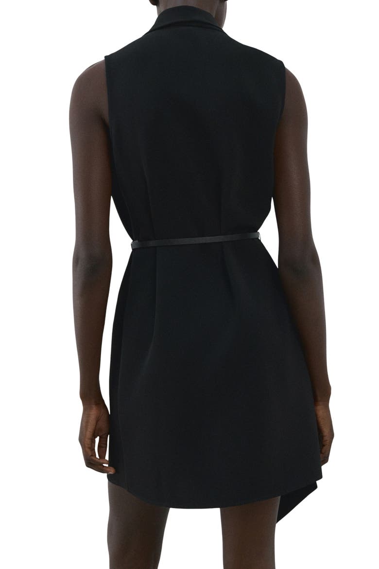Scarf Neck Belted Minidress, Alternate, color, BLACK