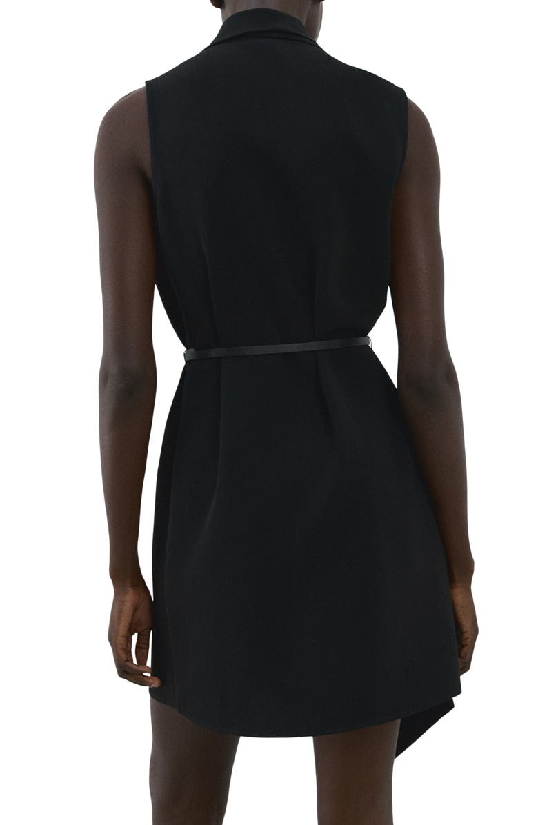 MANGO Scarf Neck Belted Minidress, Alternate, color, Black