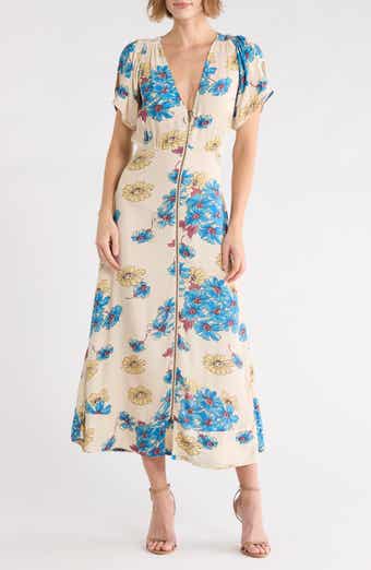 The Laurel Floral V-Neck Zip Front Dress