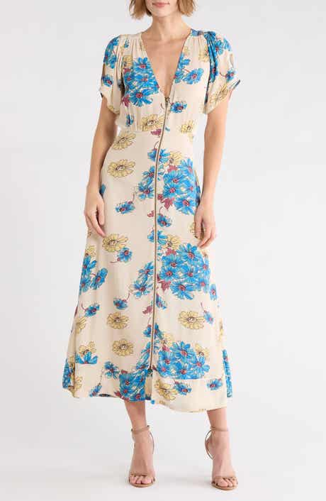 The Laurel Floral V-Neck Zip Front Dress