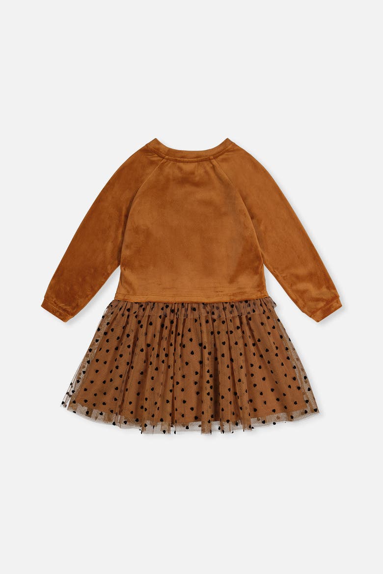Bi-Material Dress Brown, Alternate, color, Brown