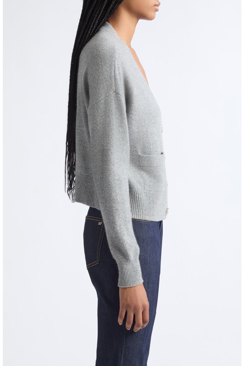 Kavita Rhinestone Cashmere Cardigan, Alternate, color, HEATHER GREY