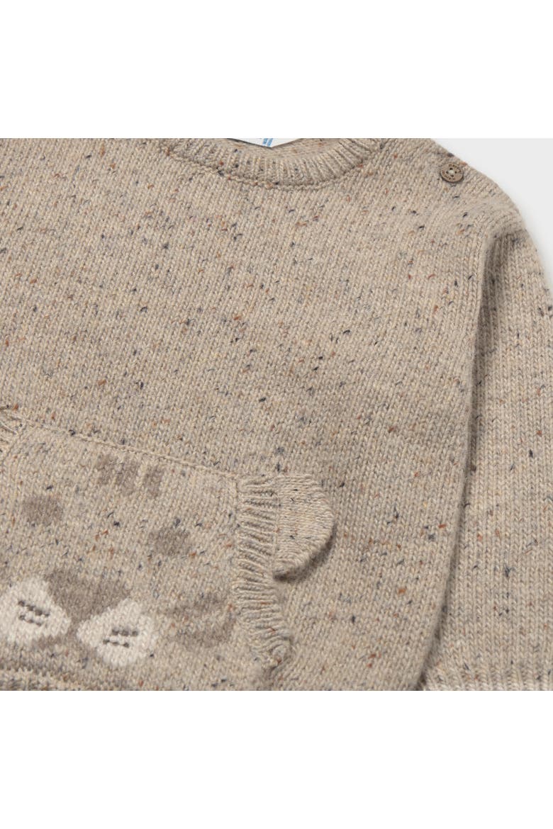 Bear Face Knit Sweater, Alternate, color, Beige