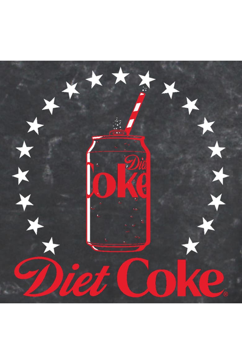 Junior's Diet Can Stars Stamp Short Sleeve Cropped T-Shirt, Alternate, color, Black