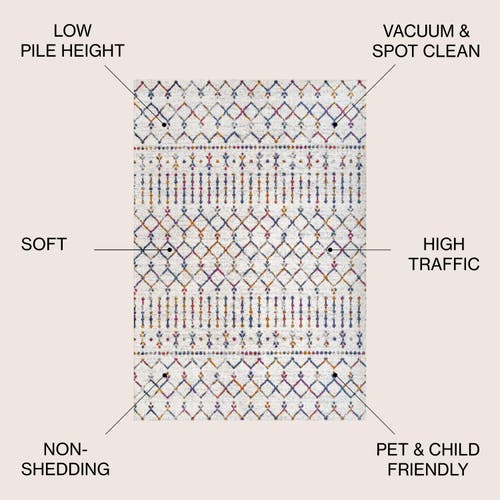 Jonathan Y Moroccan Hype Boho Vintage Diamond Area Rug In Cream/multi
