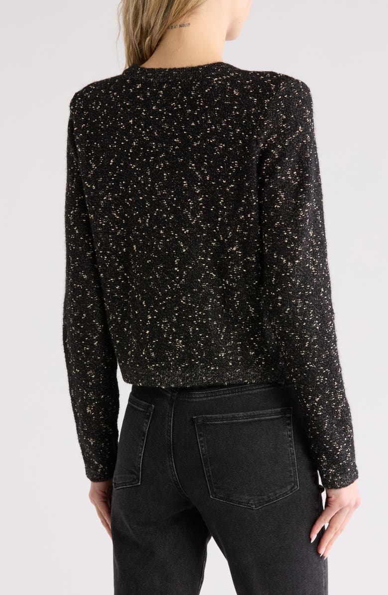 Lucky Brand Metallic Speckled Bouclé Cardigan, Alternate, color, Charcoal Multi