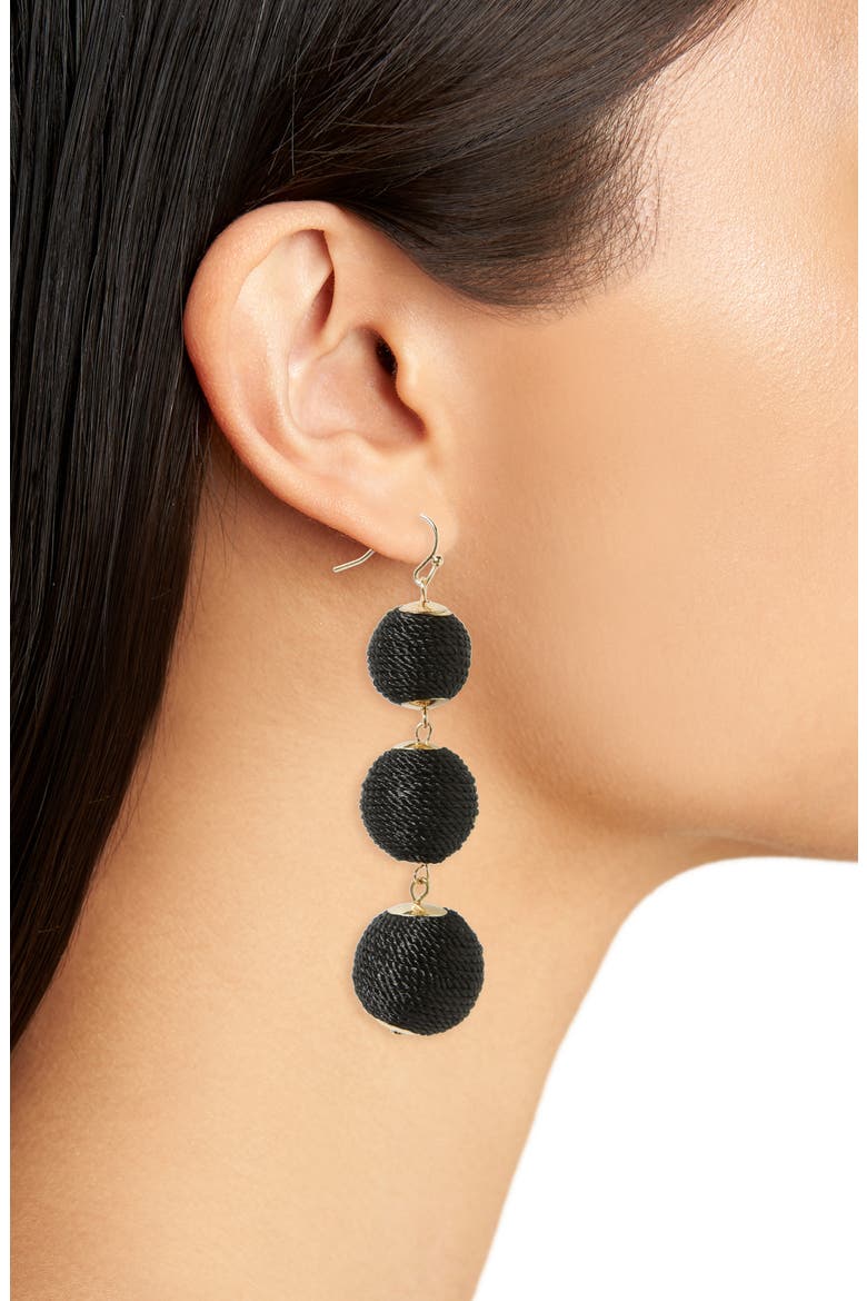 Ball Drop Earrings, Alternate, color, BLACK