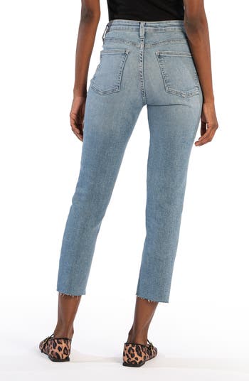Rachael Ripped High Waist Raw Crop Hem Mom Jeans