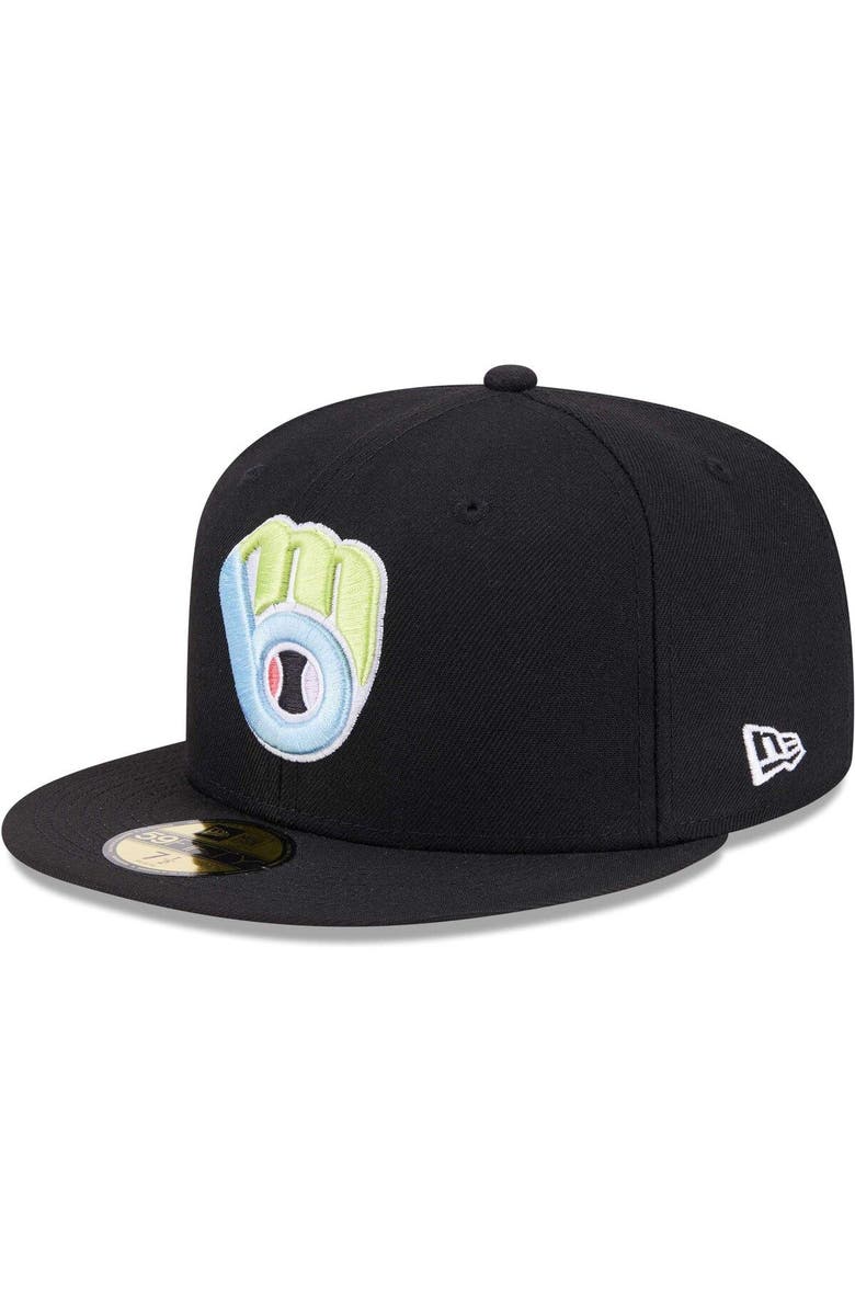 New Era Men's New Era Black Milwaukee Brewers Multi-Color Pack 59FIFTY Fitted Hat, Alternate, color, 