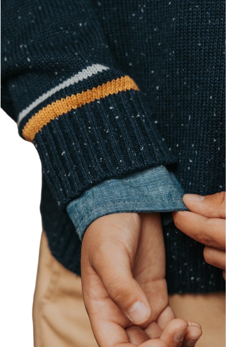 Hope 
Henry Boys
 Organic V-Neck Sweater, Kids, Alternate, color, Navy Fleck With Tipping