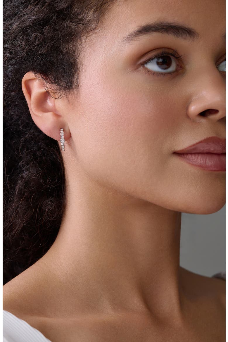 Liora 18k Gold Diamond Hoop Earrings, Alternate, color, 18KW