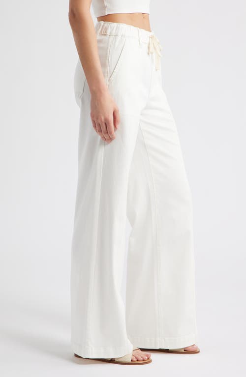 1822 Denim High Waist Wide Leg Drawstring Jeans In White