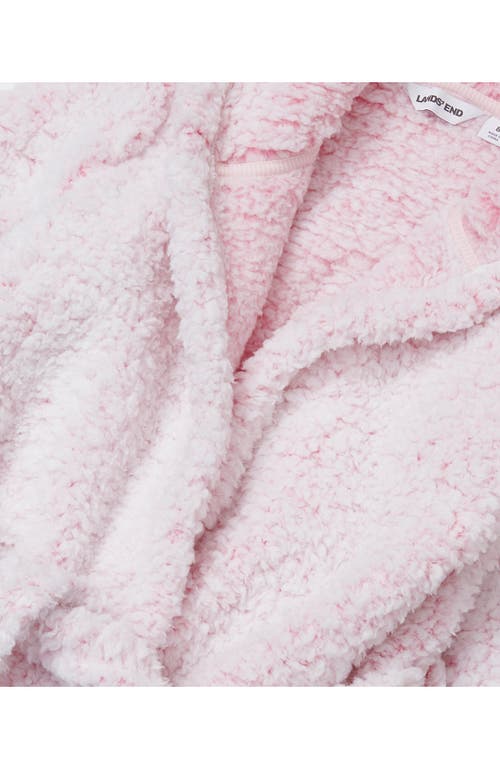 Lands' End Kids High Pile Plush Hooded Robe And Headband In Pink