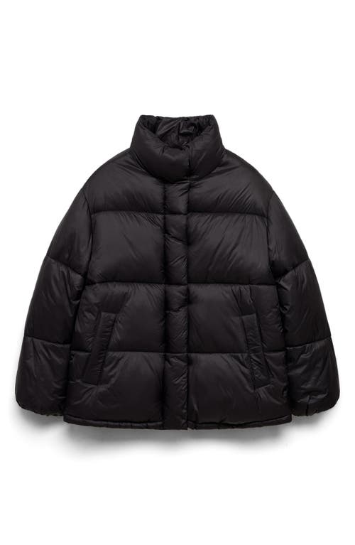 Mango Pocket Quilted Jacket Black In Black