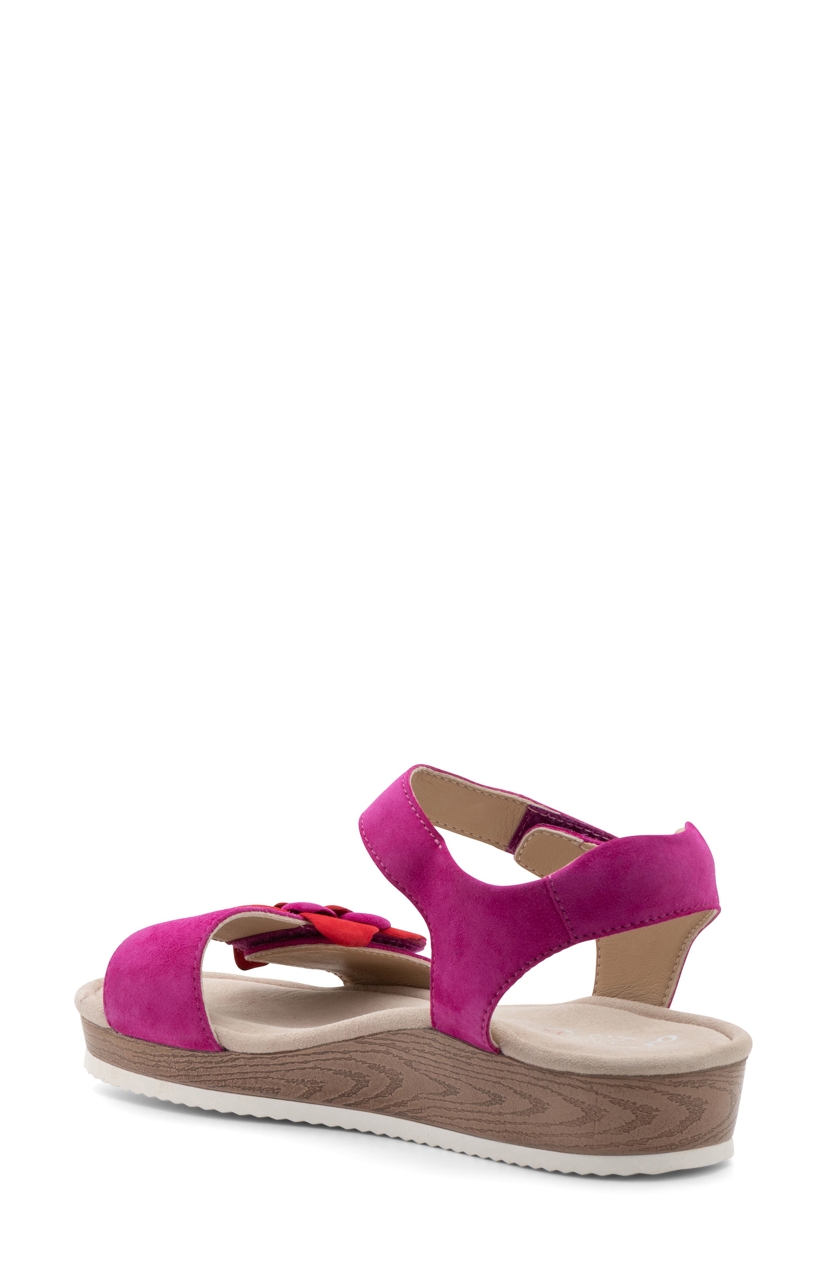 ara Flower Ankle Strap Sandal, Alternate, color, Pink/Red Kid Suede