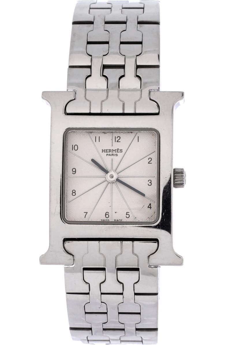 Pre-Owned Hermes Heure H Quartz Watch Stainless Steel 21, Main, color, Silver