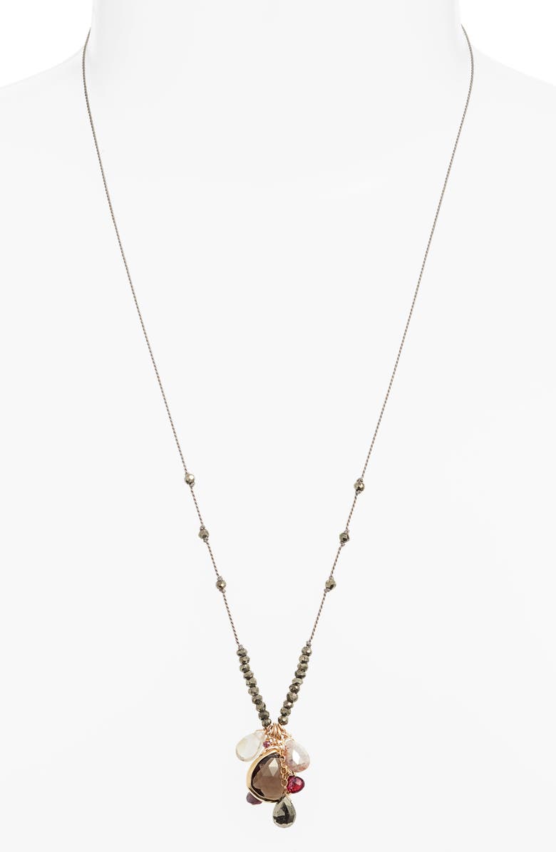 ela rae Long Semiprecious Stone Pendant Necklace, Alternate, color, 