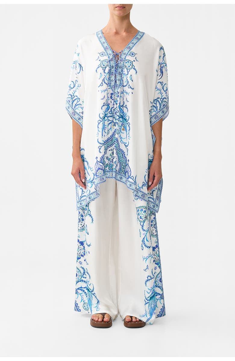 Camilla Short Lace Up Kaftan Isnik Lullaby, Main, color, Isnik Lullaby