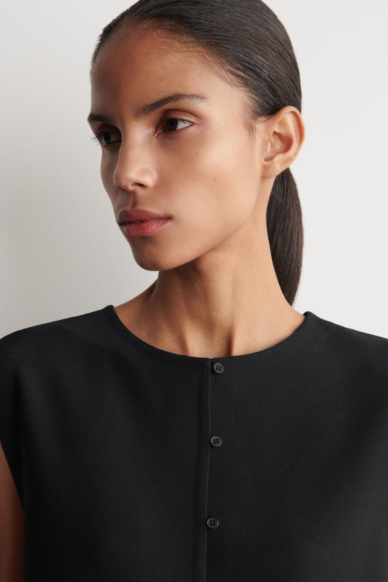 Buttoned Knitted Top, Alternate, color, BLACK