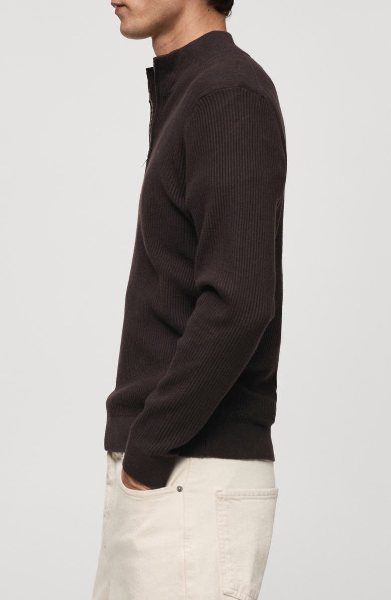 MANGO Quarter Zip Rib Sweater, Alternate, color,