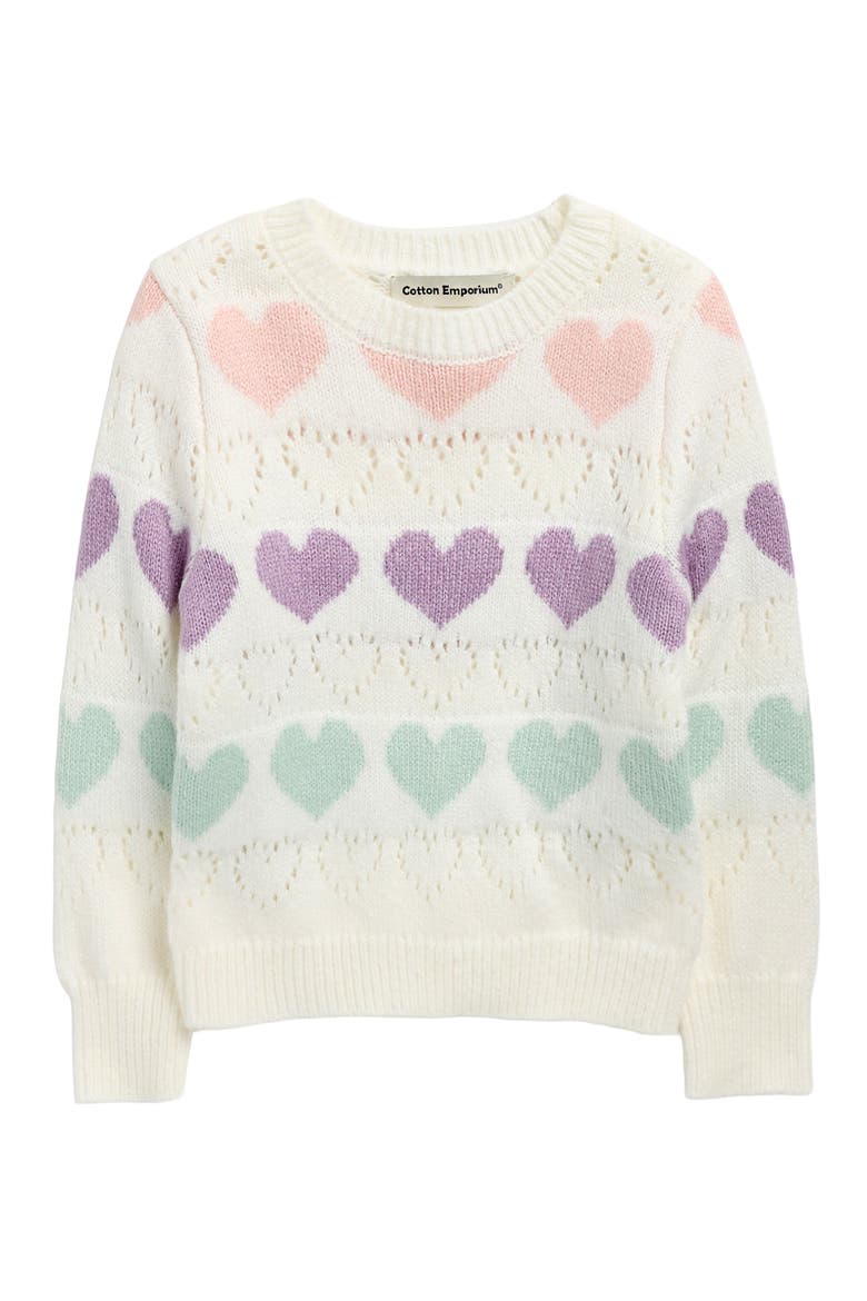 Kids' Heart Sweater, Main, color, IVORY