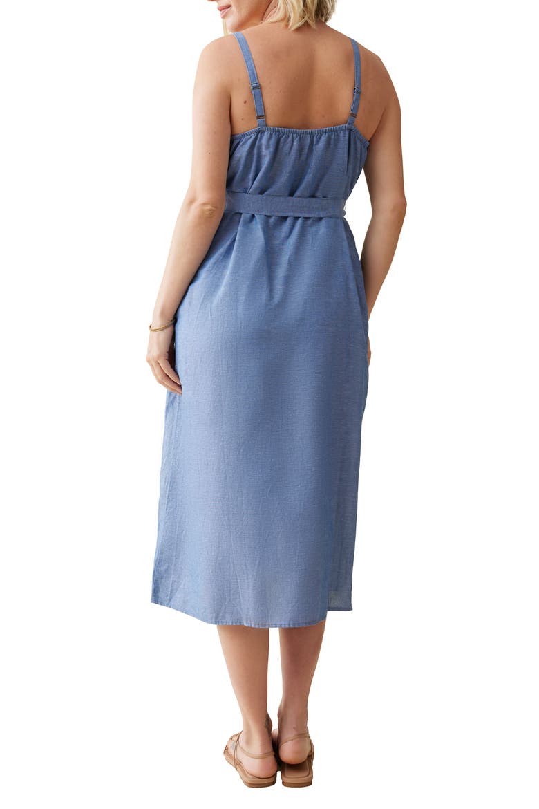 Sleeveless Chambray Maternity Shirtdress, Alternate, color, CHAMBRAY