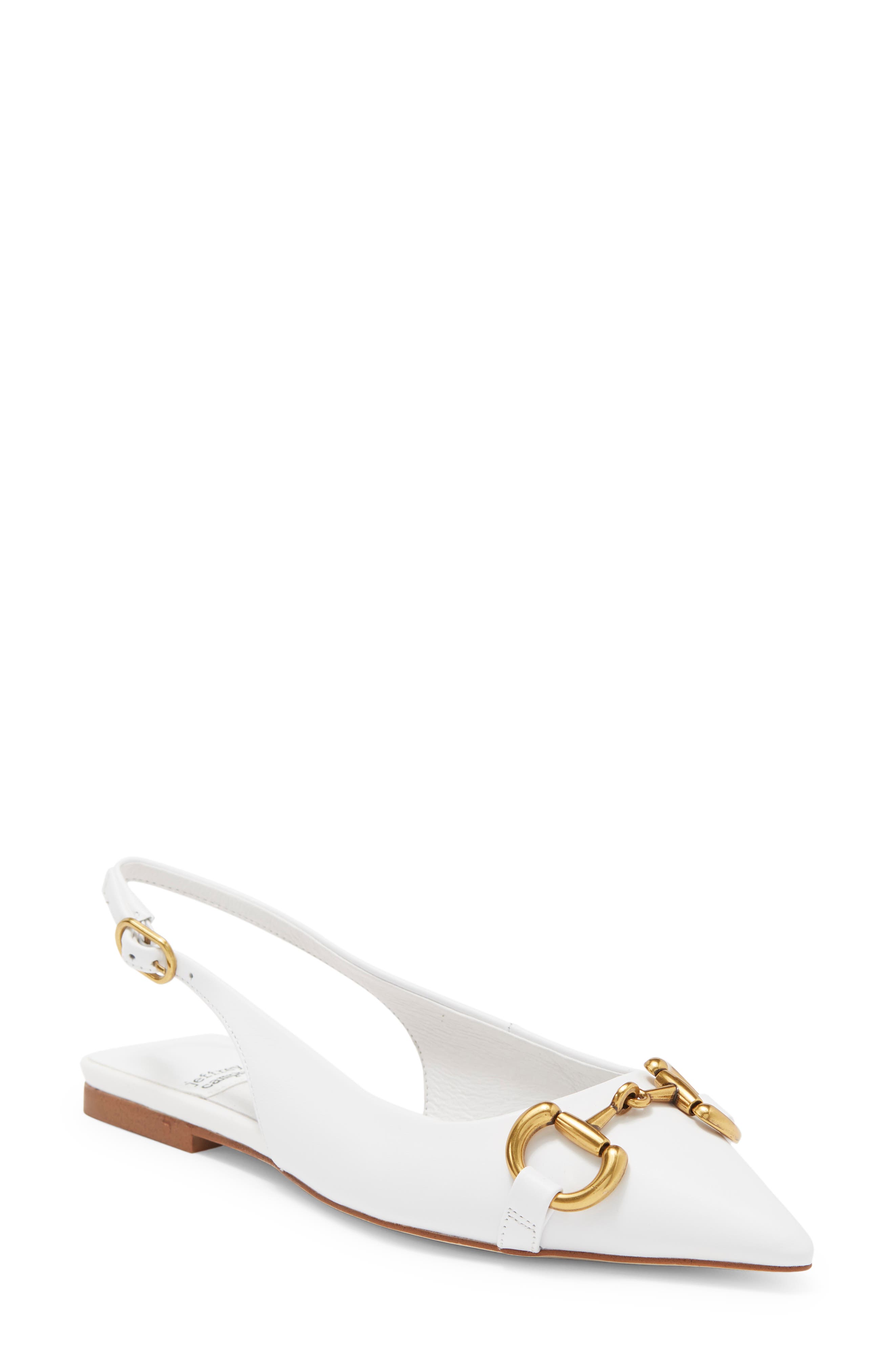 Evaline Slingback Pointed Toe Flat, Main, color, WHITE GOLD