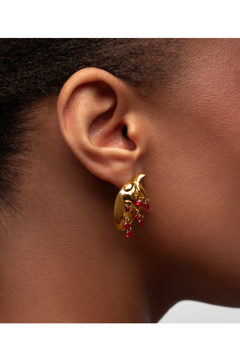 Strawberry Stud Earrings, Alternate, color, Gold