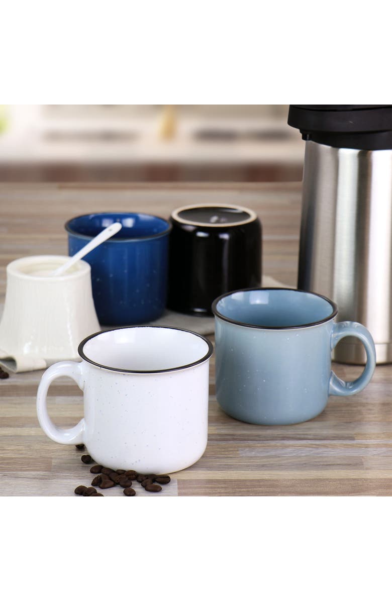 Mr. Coffee Colebrook Speckled Stoneware 18oz 4 Piece Mug Set, Alternate, color, Blue