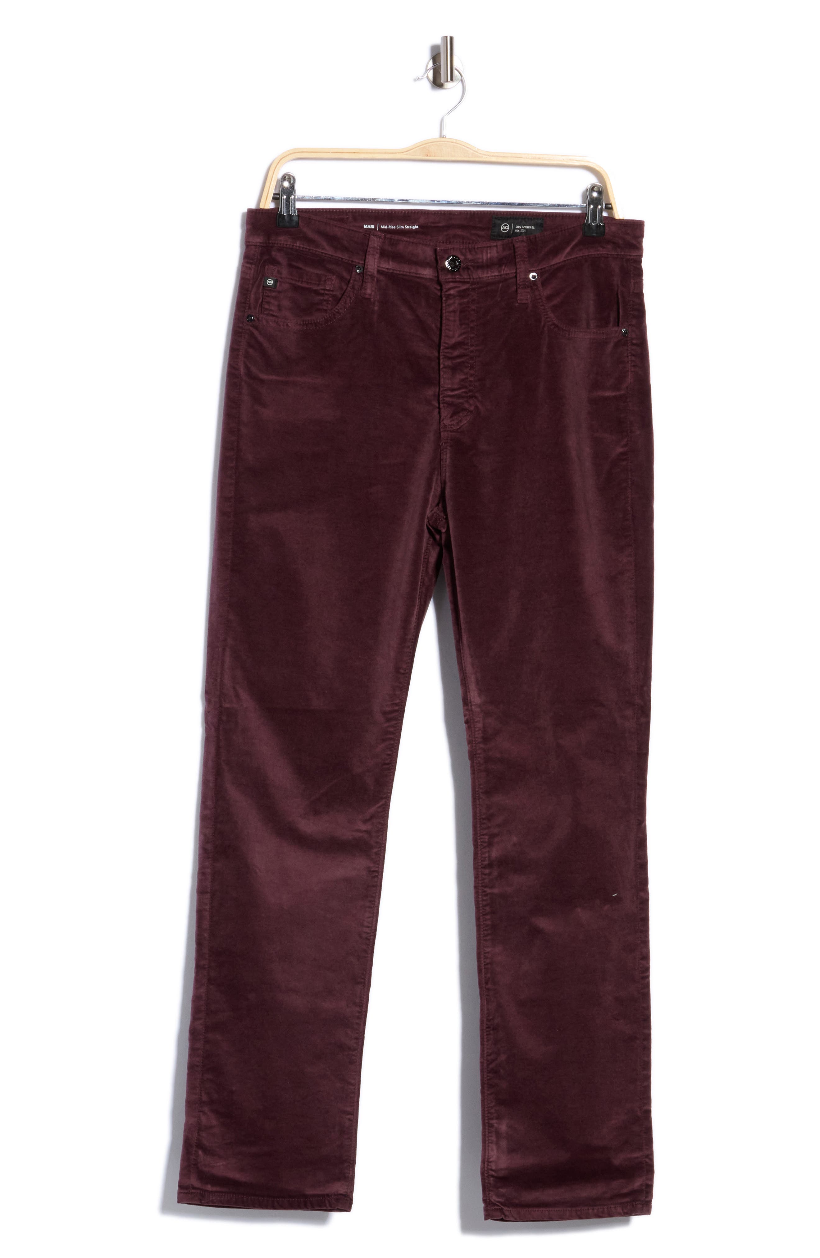 Mari Mid Rise Slim Straight Leg Velvet Jeans