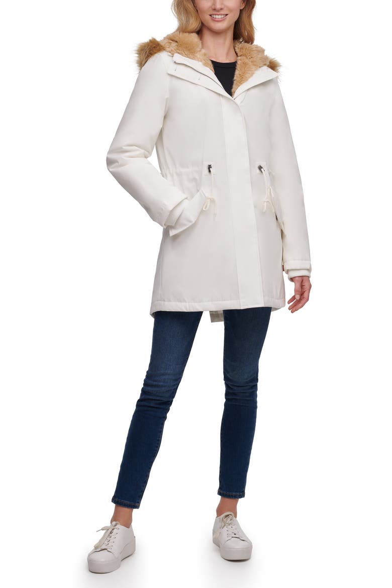 Levi's® Arctic Cloth Water Resistant Hooded Parka with Removable Faux Fur Trim, Alternate, color, WHITE