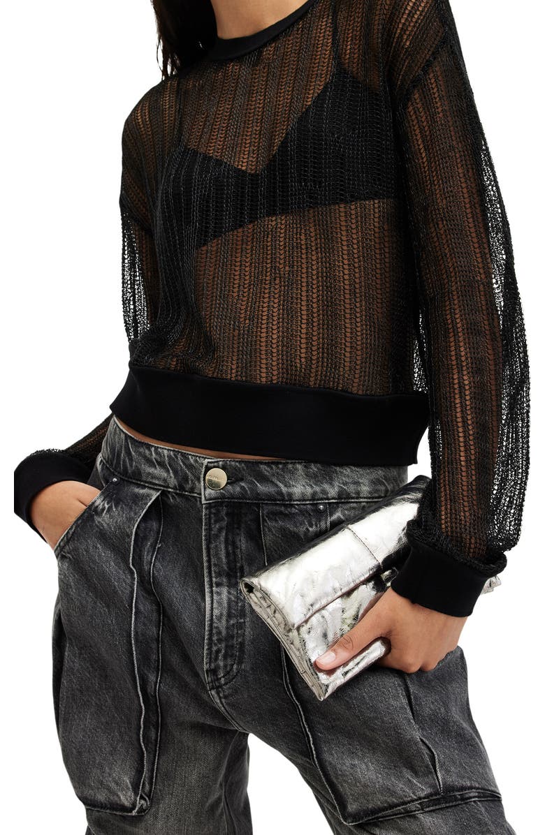 AllSaints Ezra Quilted Metallic Leather Crossbody Bag, Alternate, color,