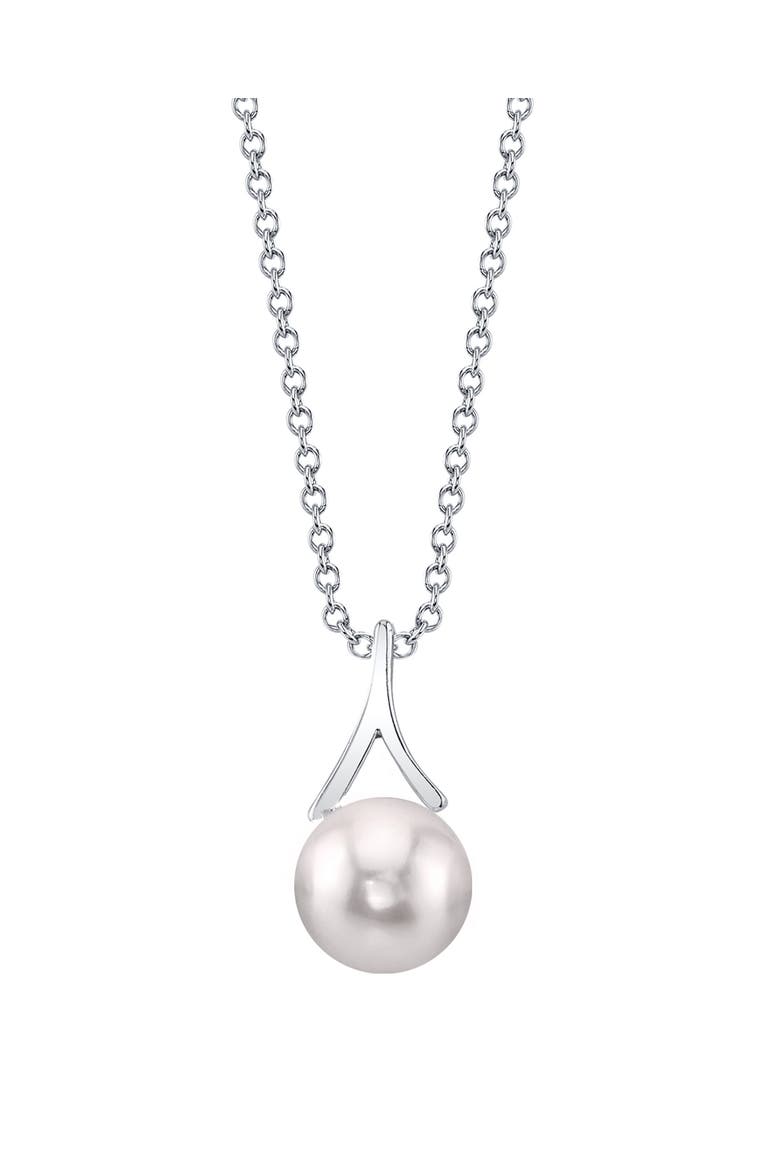 14K Gold Japanese Akoya Pearl Lindsey Pendant, Main, color, White Gold
