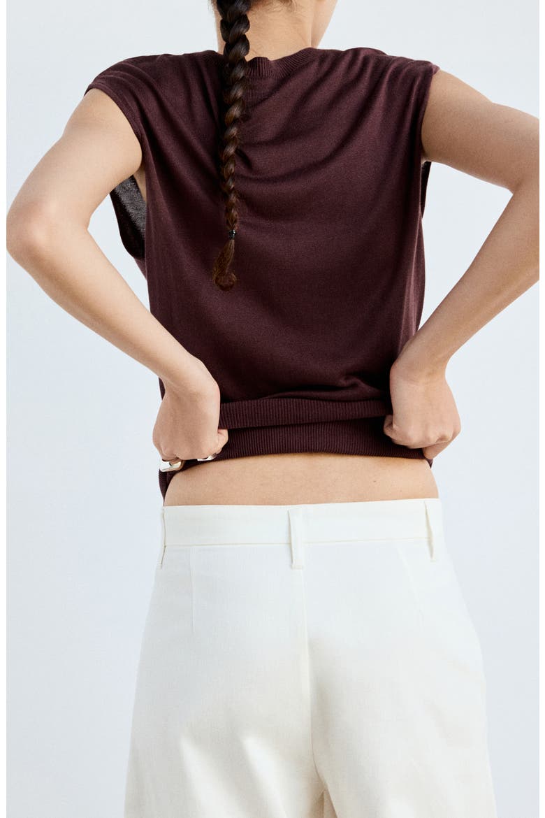 Belted Sweater Vest, Alternate, color, BURGUNDY