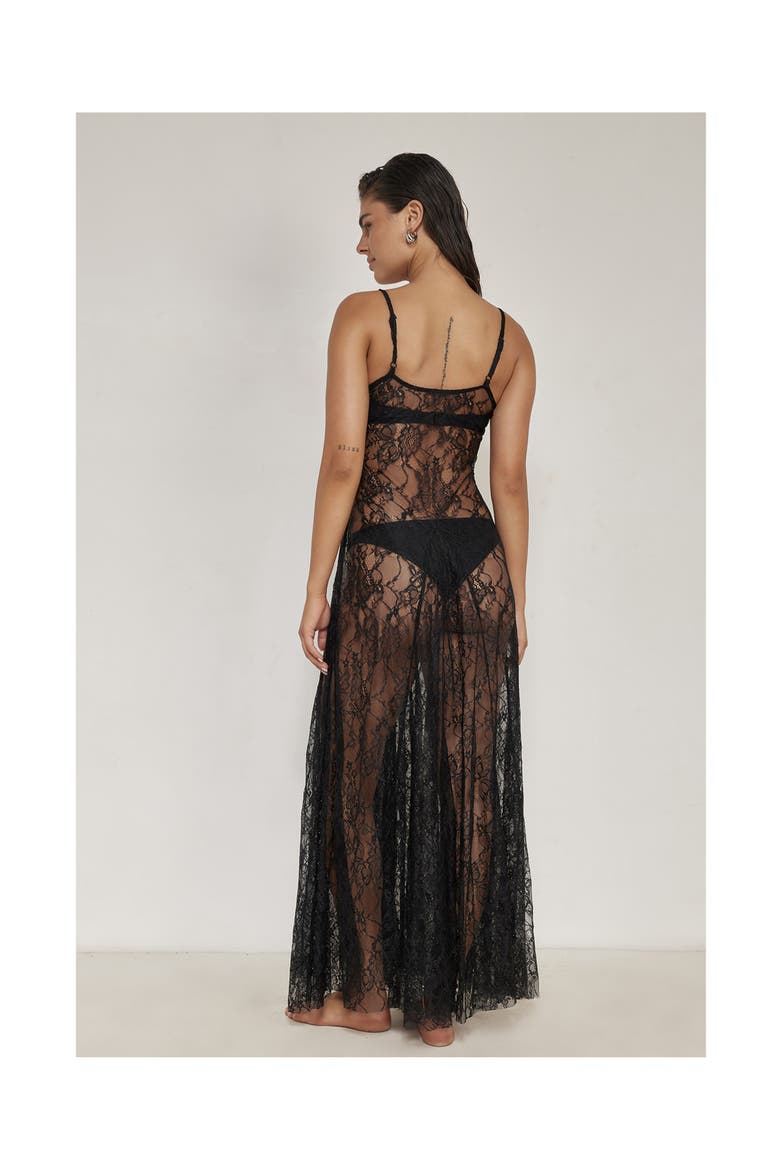 Lady Lace V-Neck Dress, Alternate, color, Black