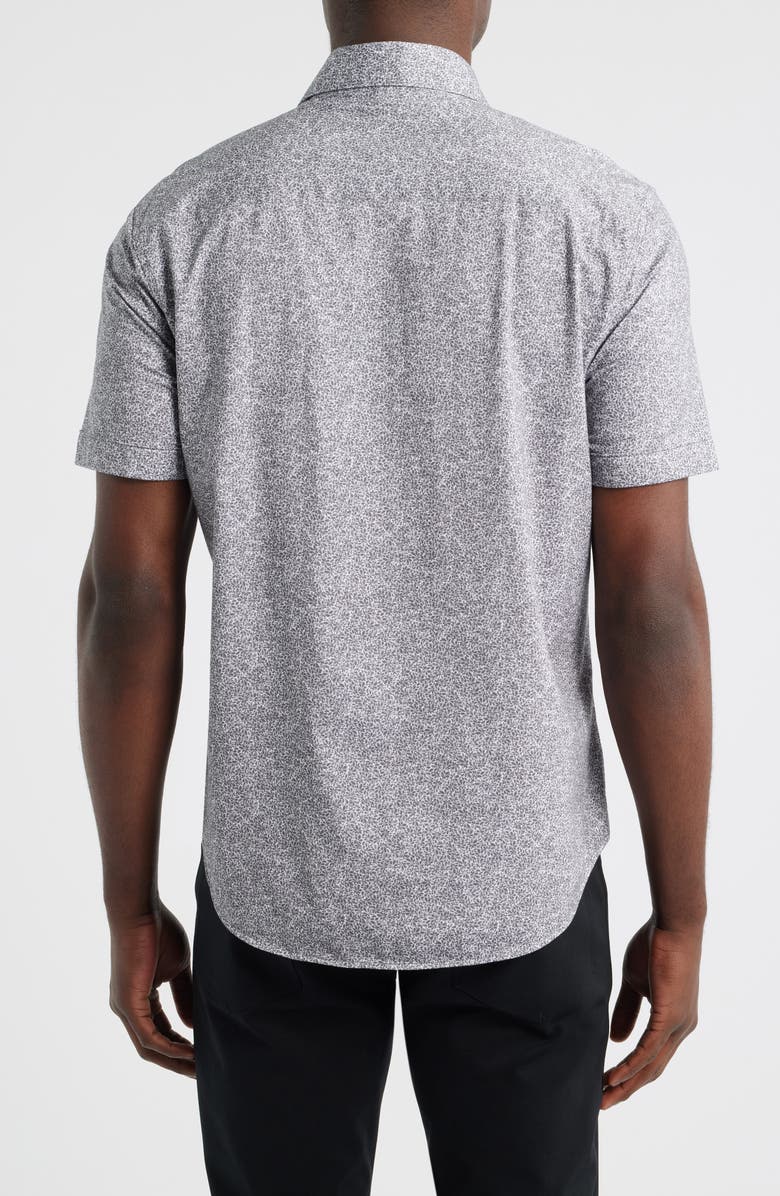 Bugatchi Miles OoohCotton<sup>®</sup> Floral Short Sleeve Button-Up Shirt, Alternate, color, Graphite