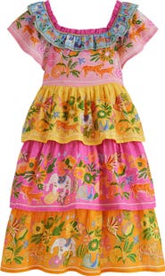 Mini Boden Kids' Tiered Ruffled Woven Dress