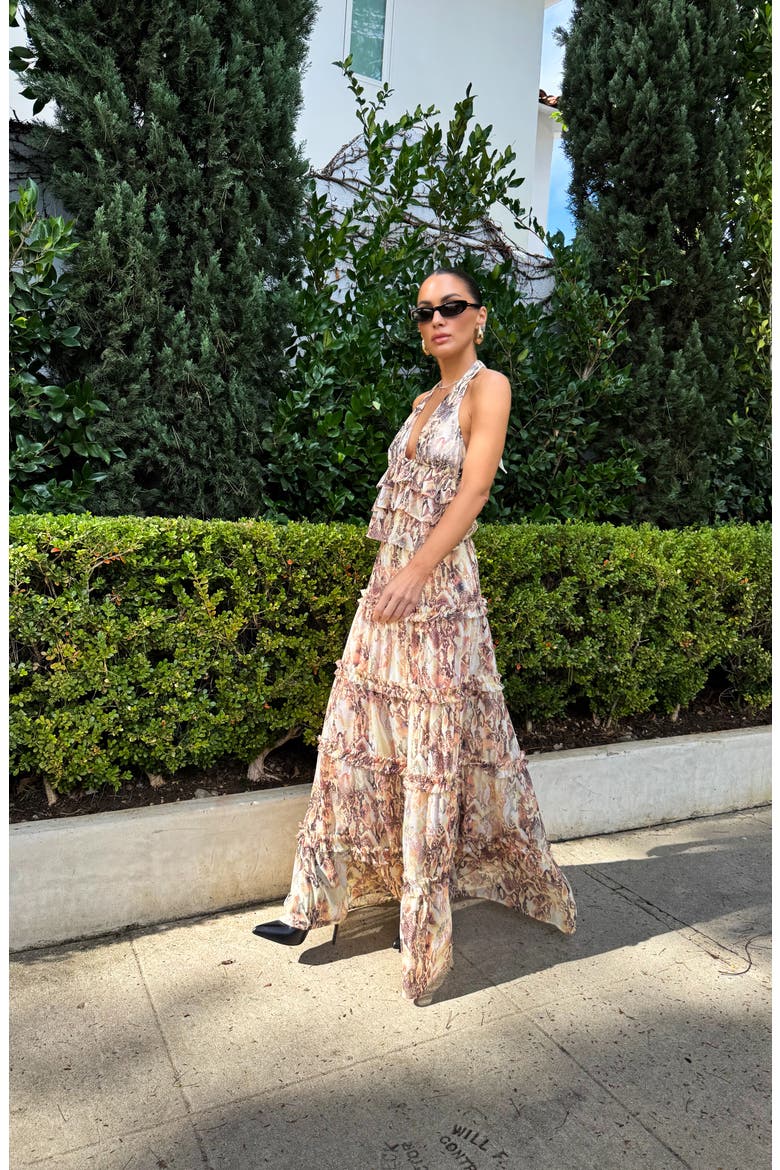 Sabina Snakeskin Print Tiered Maxi Skirt, Alternate, color, SHINE SNAKE