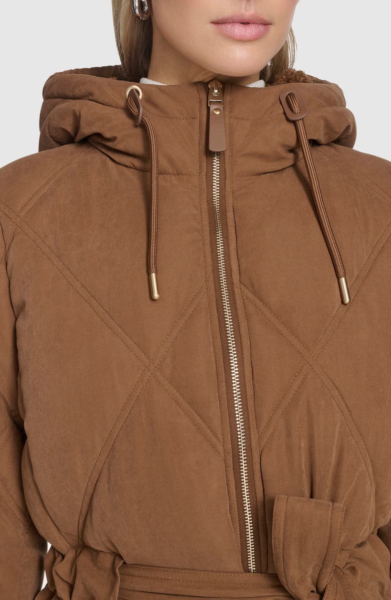 Andrew Marc Hollis Belted Faux Fur Lined Parka, Alternate, color, Clay