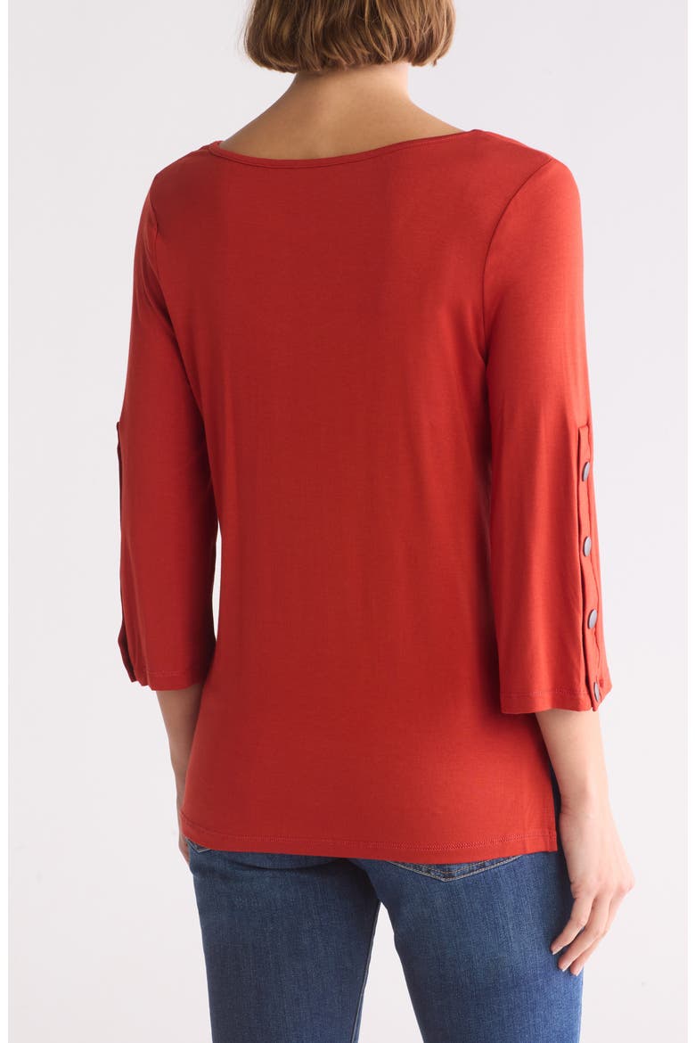 Three Quarter Sleeve Top, Alternate, color, RUST