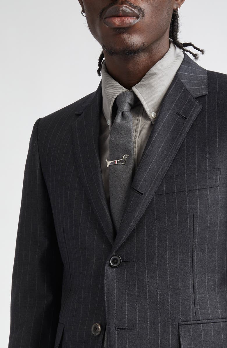 Thom Browne Fit 1 Pinstripe Wool Sport Coat, Alternate, color, Dark Grey