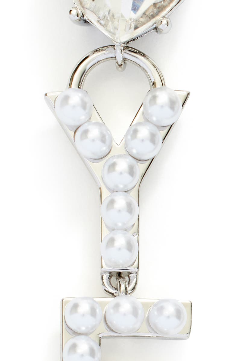 Kleinfeld 'Yes' Faux Pearl Drop Earrings, Alternate, color, Rhodium/ Crystal