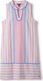 Hatley Marin Fringe Trim Sleeveless Linen & Cotton Shift Dress