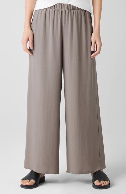 Eileen Fisher Cropped Wide-leg Silk Georgette Crepe Pants In Cocoa